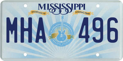 MS license plate MHA496