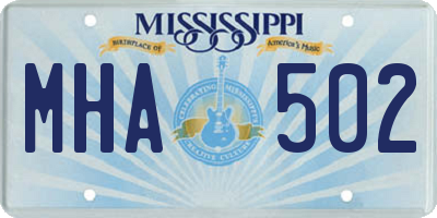 MS license plate MHA502