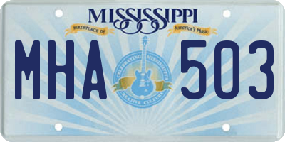 MS license plate MHA503
