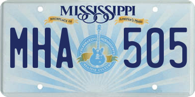 MS license plate MHA505
