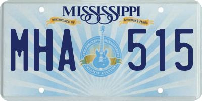 MS license plate MHA515