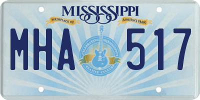 MS license plate MHA517