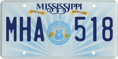 MS license plate MHA518