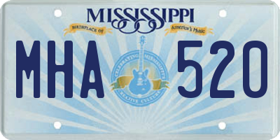 MS license plate MHA520