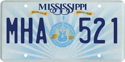 MS license plate MHA521