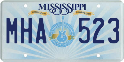 MS license plate MHA523