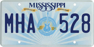 MS license plate MHA528