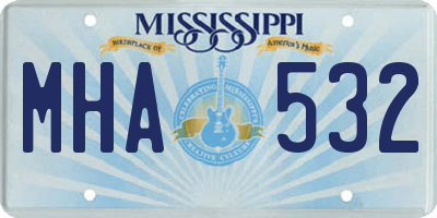 MS license plate MHA532
