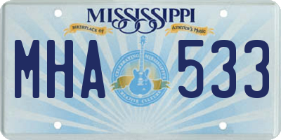 MS license plate MHA533