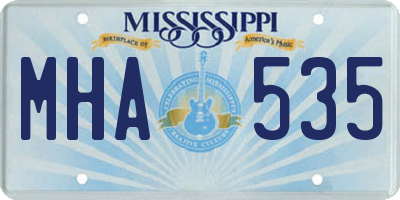 MS license plate MHA535