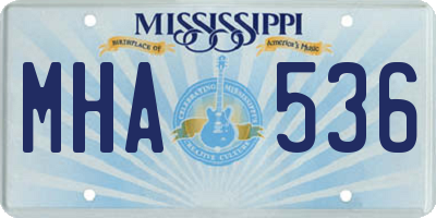 MS license plate MHA536
