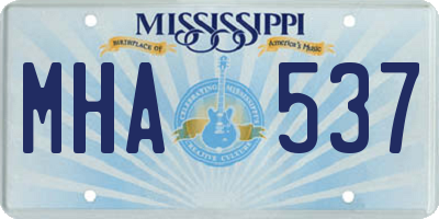 MS license plate MHA537