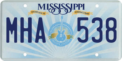 MS license plate MHA538