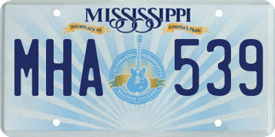 MS license plate MHA539