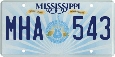 MS license plate MHA543