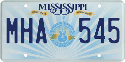 MS license plate MHA545