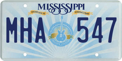 MS license plate MHA547