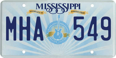 MS license plate MHA549