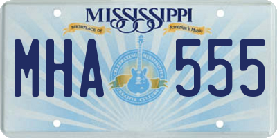 MS license plate MHA555