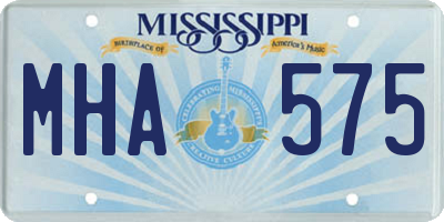 MS license plate MHA575