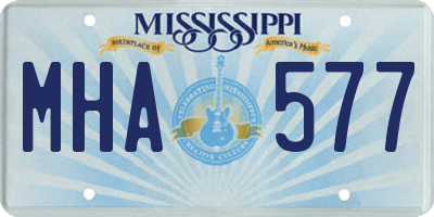 MS license plate MHA577
