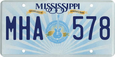MS license plate MHA578