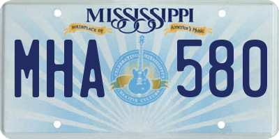 MS license plate MHA580