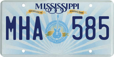 MS license plate MHA585