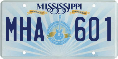 MS license plate MHA601