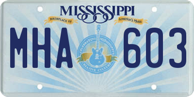 MS license plate MHA603
