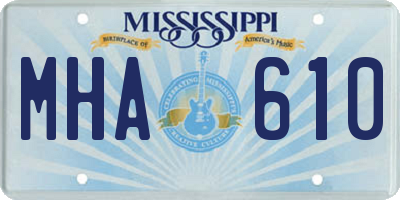 MS license plate MHA610