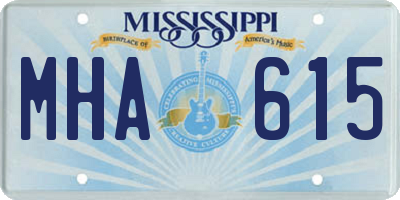 MS license plate MHA615