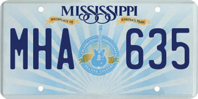 MS license plate MHA635