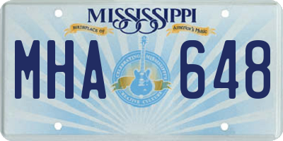 MS license plate MHA648