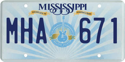 MS license plate MHA671