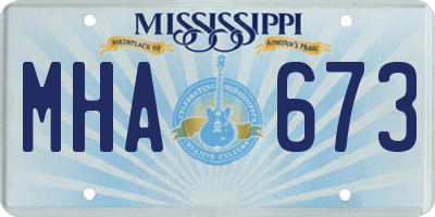 MS license plate MHA673