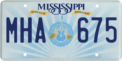 MS license plate MHA675