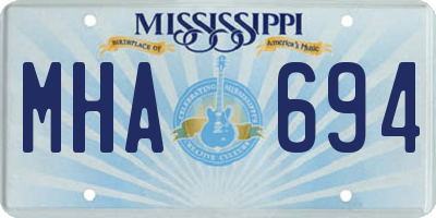 MS license plate MHA694