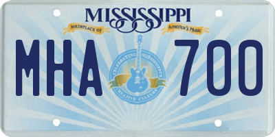 MS license plate MHA700