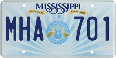 MS license plate MHA701