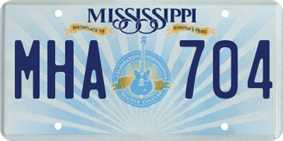 MS license plate MHA704