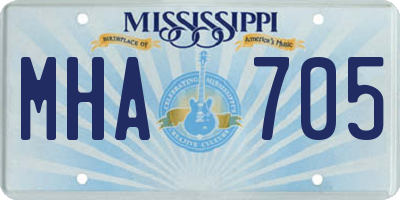 MS license plate MHA705
