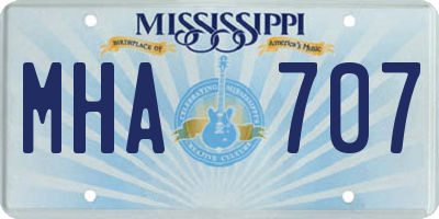 MS license plate MHA707