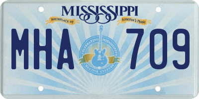 MS license plate MHA709