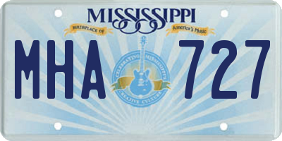 MS license plate MHA727