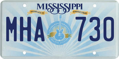 MS license plate MHA730