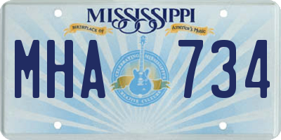 MS license plate MHA734