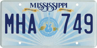 MS license plate MHA749