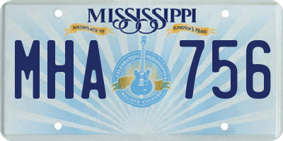 MS license plate MHA756