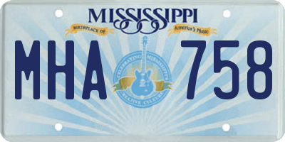 MS license plate MHA758